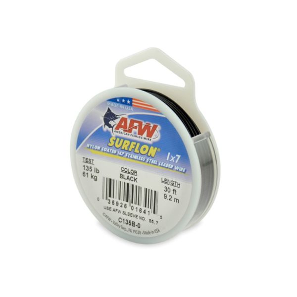 AFW C135B-0 Surflon Nylon Coated 1x7 Stainless Leader Wire 135 lb